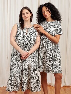 Tradlands Nico Dress XL Black Floral Tiered Cotton Babydoll Oversized Mini